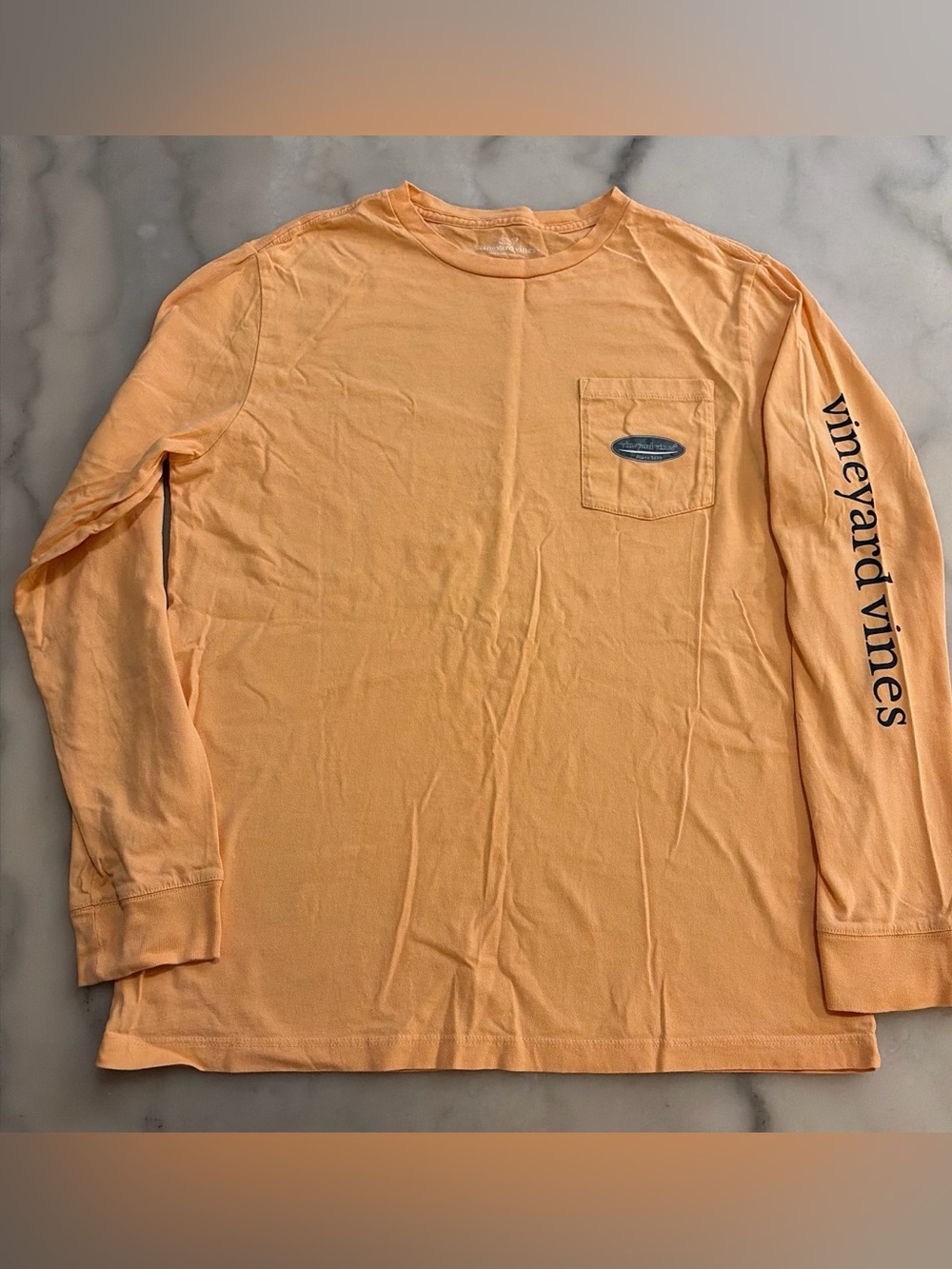 Vineyard Vines Light Peach Long Sleeve Pocket Tee